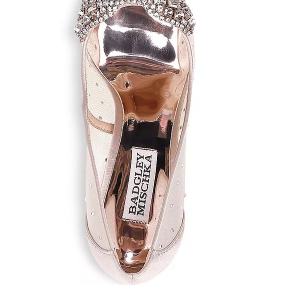 Badgley Mischka Quintana Crystal & Mesh High-Heel Pumps Size 9.5 - Picture 5 of 16